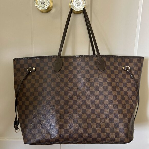 Louis Vuitton Neverfull GM Damier Authentic Tote Bag Brown Canvas - Picture 1 of 16